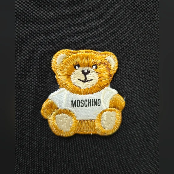 NWTMOSCHINO TEDDY BEAR PATCH BLACK POLO SHIRT Size:L/50